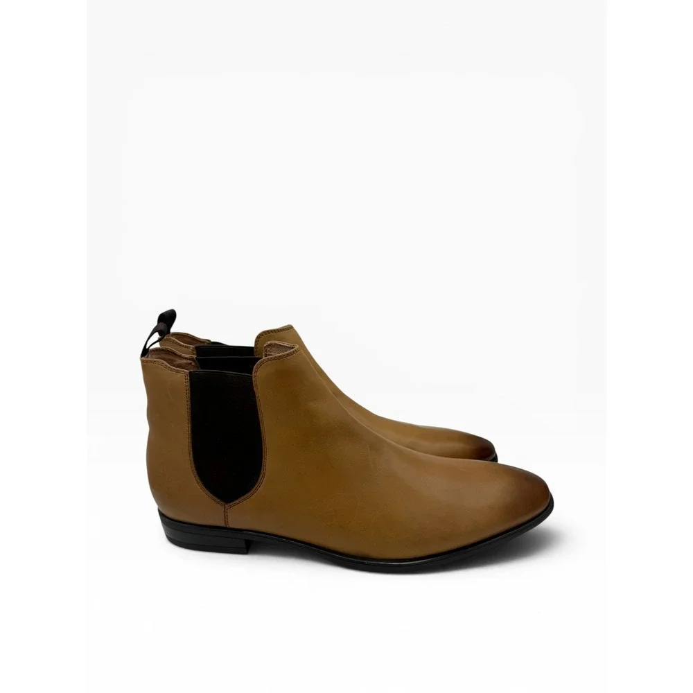 Aldo Mens Tan‎ Leather Chelsea Boots Cognac Almond Toe Ankle Dress Boots